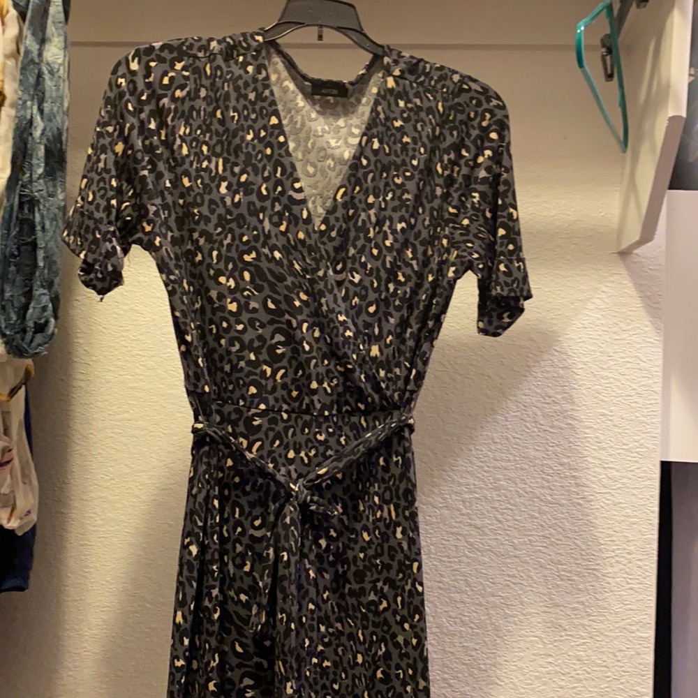 Ladies size Large animal print faux wrap dress